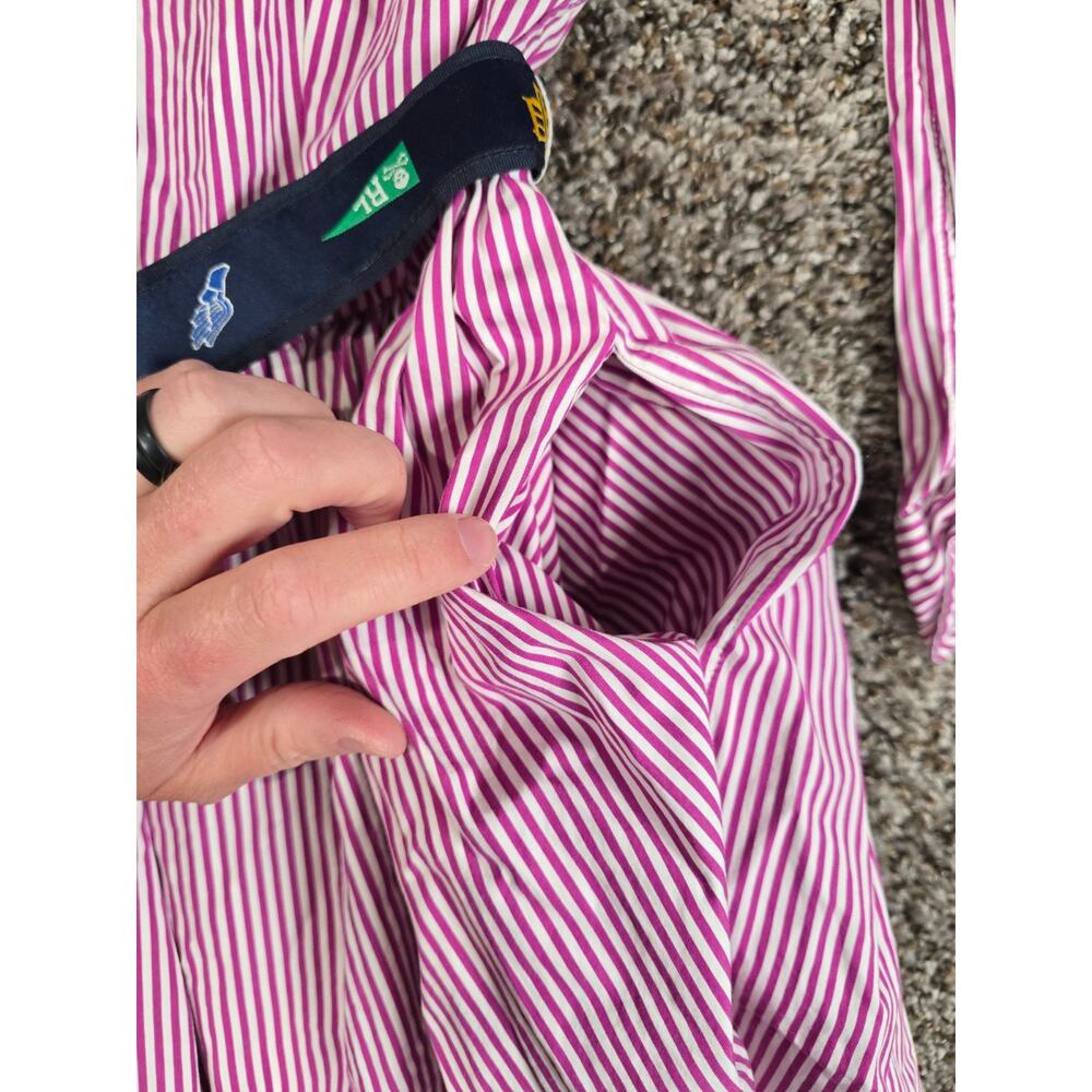 Polo Ralph Lauren Girls Size 12 Pink Striped Button-Down Belted Shirt Dress - Picture 6 of 7